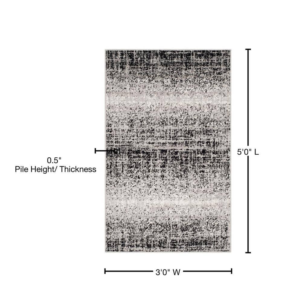 Adirondack ADR116 Machine Made Indoor Accent Rug - Silver/Black - 3'x5' - Safavieh