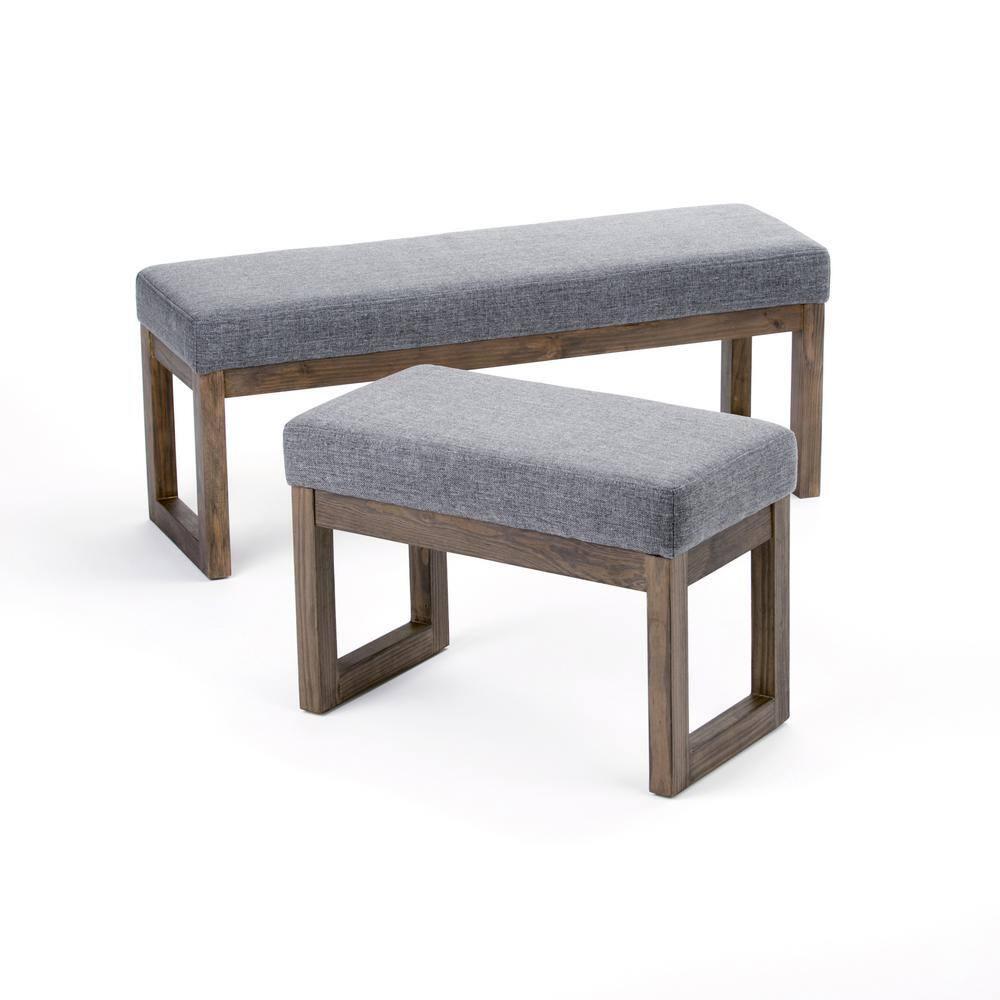 Milltown Tweed Style Fabric Upholstered Bench