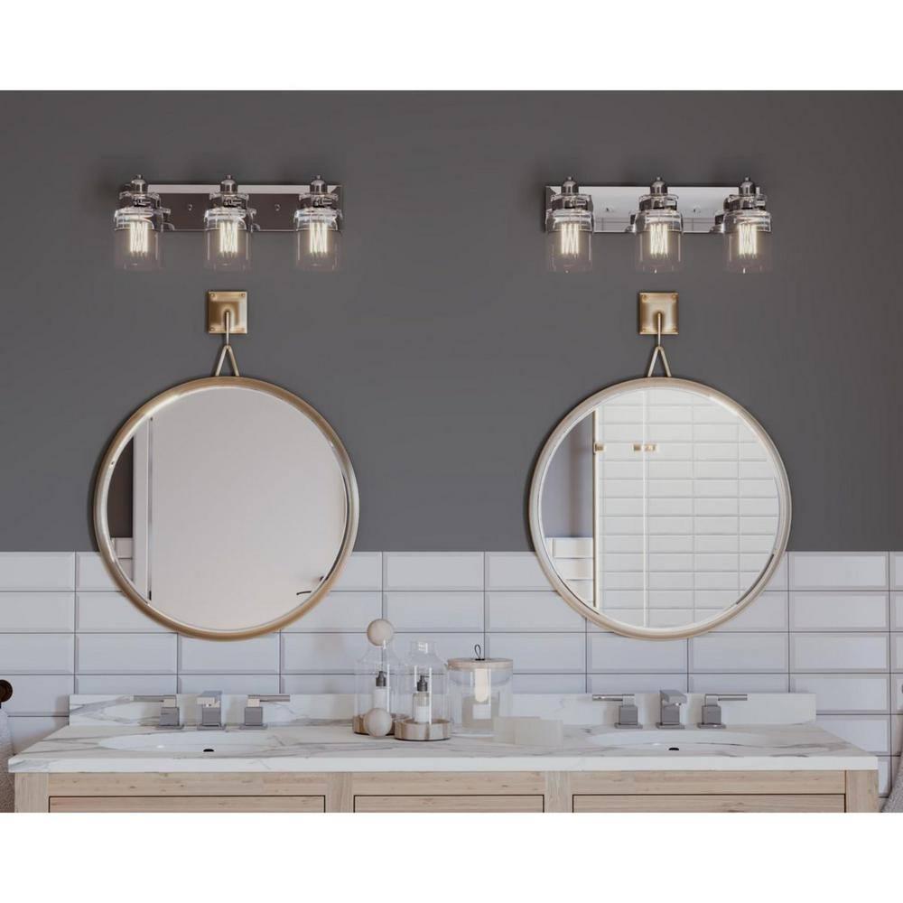Progress Lighting Calhoun Collection 3-Light Bath & Vanity Wall Light, Brushed Nickel, Clear Glass Shade