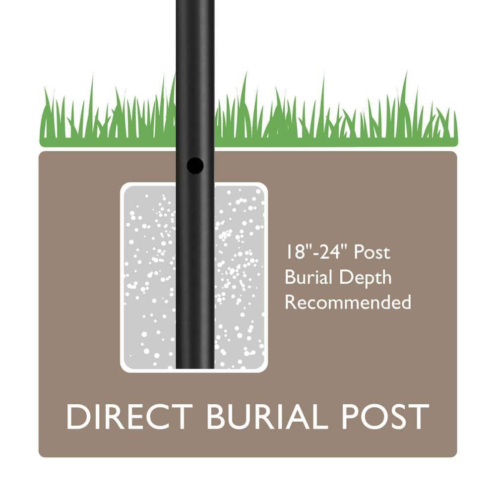 Design House,589812 Poste de Lámpara Tradicional para Exteriores con Brazo Cruzado de Plástico, Instalación de Enterramiento Directo, Toma de Corriente Incorporada y Sensor Fotocular Del Anochecer Al Amanecer en Negro