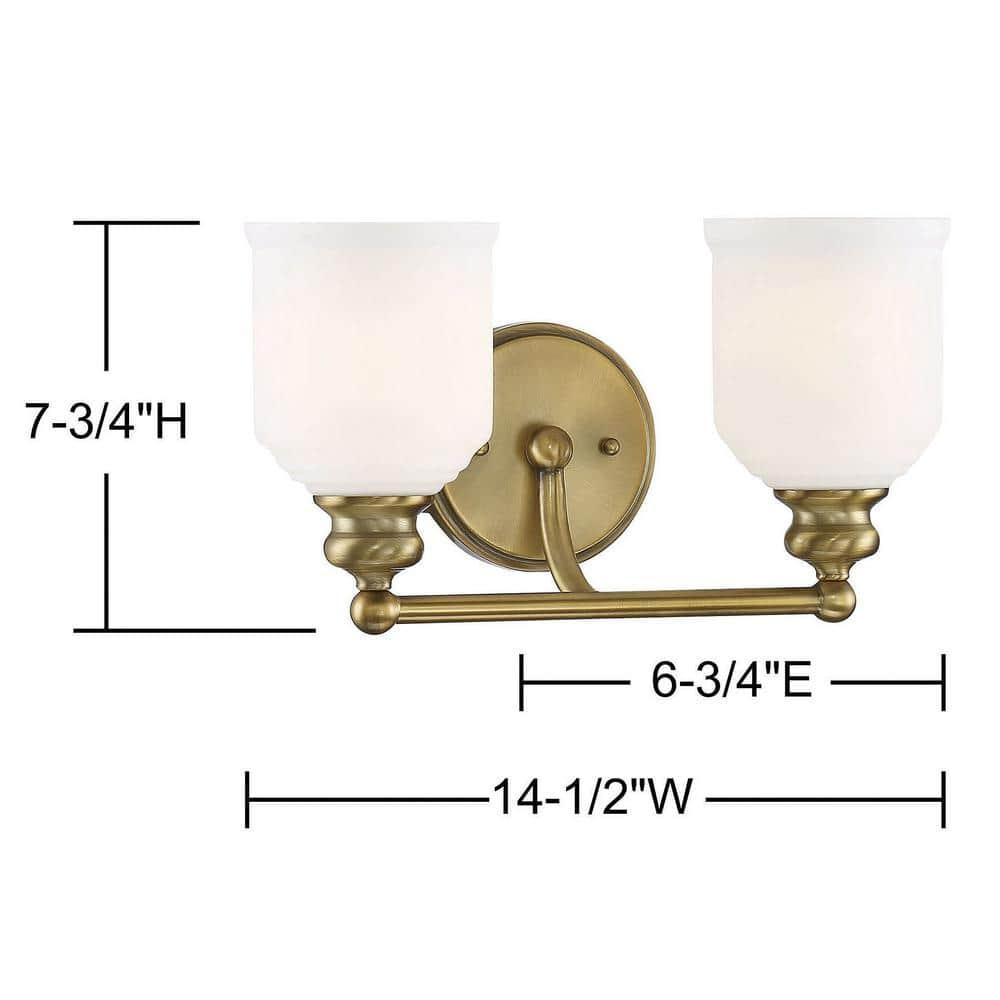 Savoy House Melrose 2 - Light Vanity in  Warm Brass