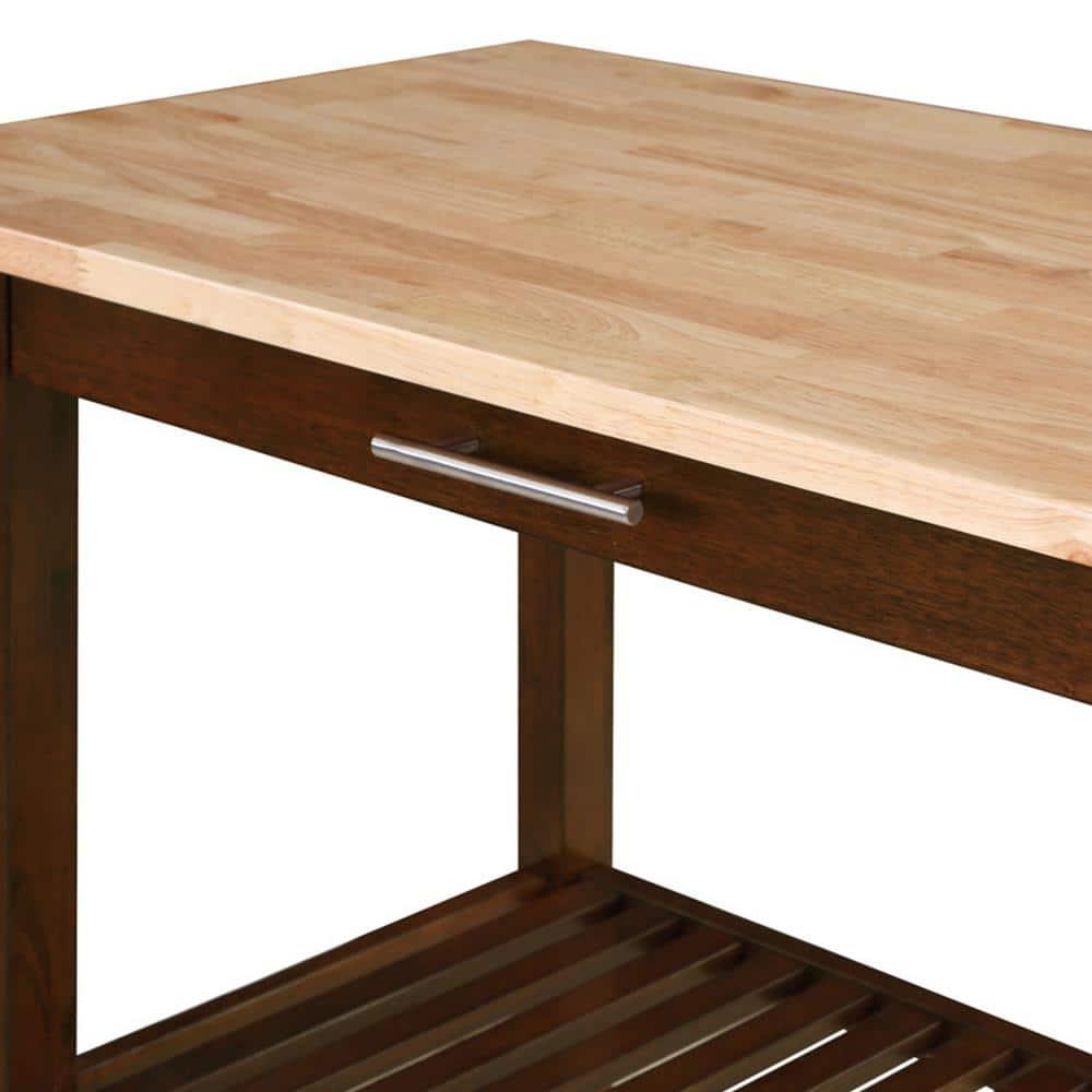 Convenience Concepts Designs2Go 3 Tier Butcher Block Kitchen Prep Island with Drawer, Espresso/Butcher Block