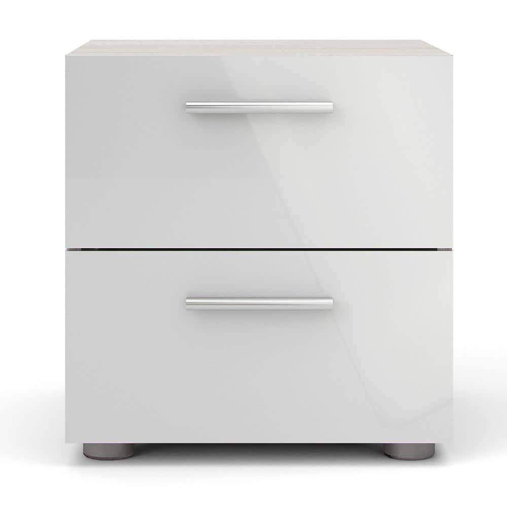 Tvilum, Austin 2 Drawer Nightstand, Oak Structure/White High Gloss