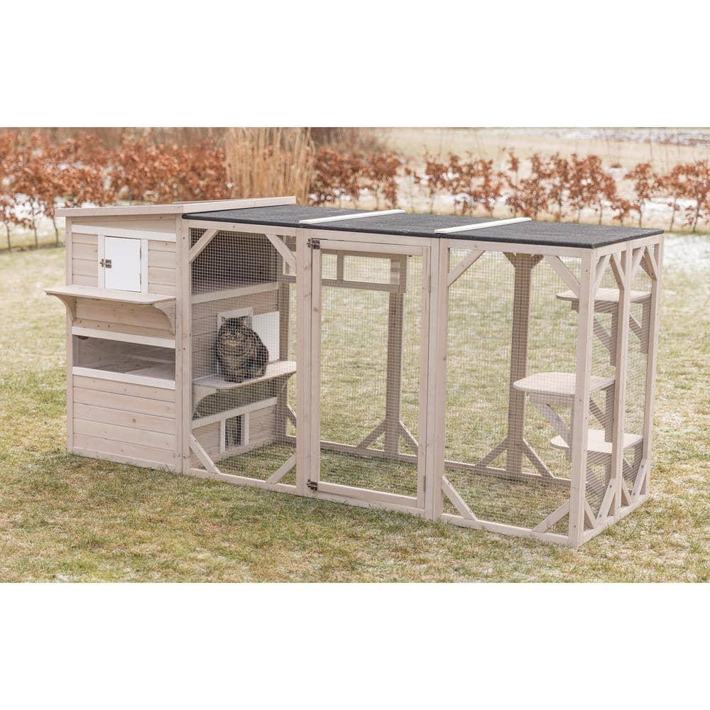 TRIXIE 3-Story Outdoor Cat House, Large Weatherproof Cat Shelter, Multiple Doors and Windows, Cat Condo