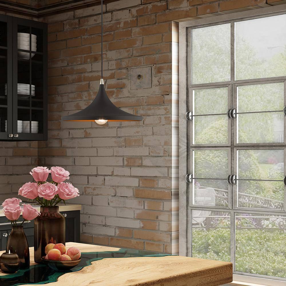 Livex Lighting Metal Shade 1 - Light Chandelier in  Black
