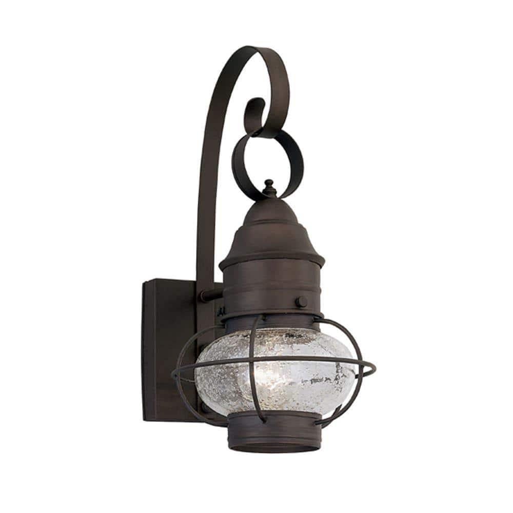 Nantucket Rustic Wall Lantern Sconce - Outdoor Lighting Fixture With Clear Seedy Glass, Durable Steel Construction, And Easy Installation