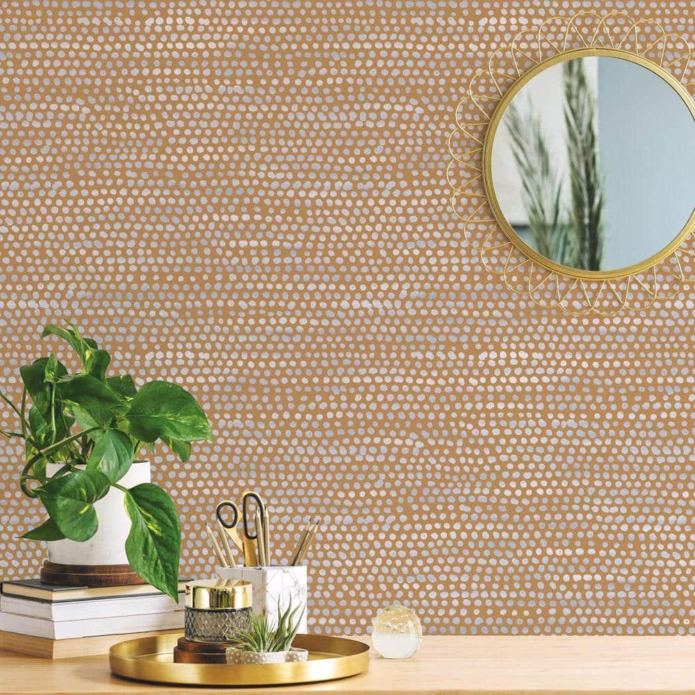 Tempaper & Co. Moire Dots Removable Peel and Stick Wallpaper, Toasted Turmeric Dots, 28 sq. ft.: Vinyl, Self-Adhesive, Modern Decor