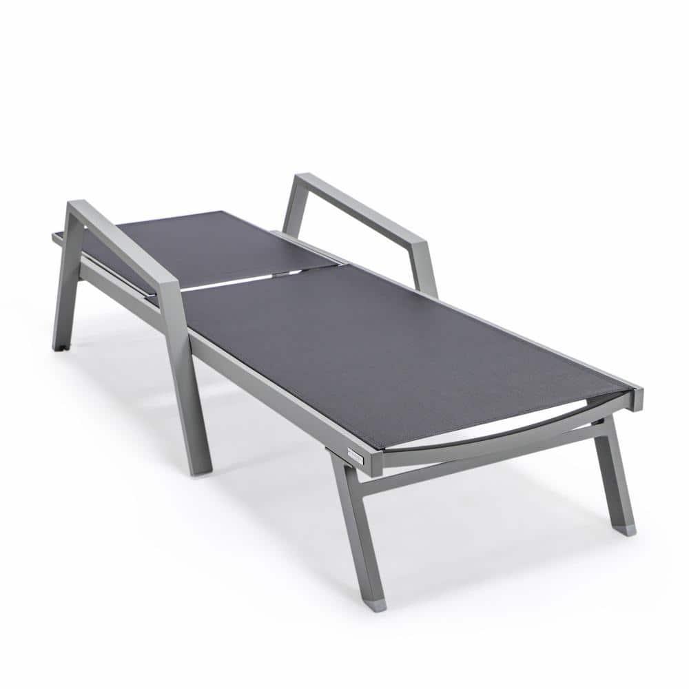 LeisureMod Outdoor Powder Coated Aluminum Chaise Lounge Set with Table (Set of 2)