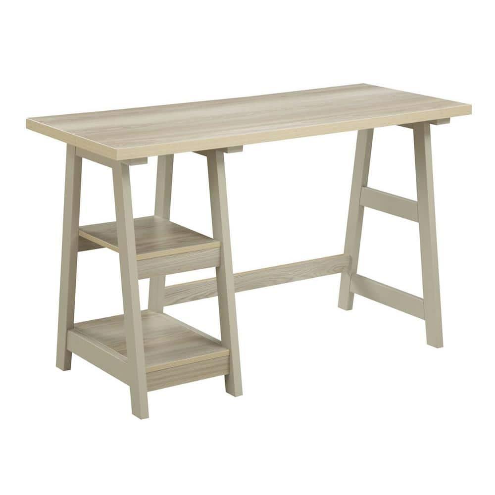 Convenience Concepts Designs2Go 29.25" Tall Trestle Desk with Shelves, Weathered White