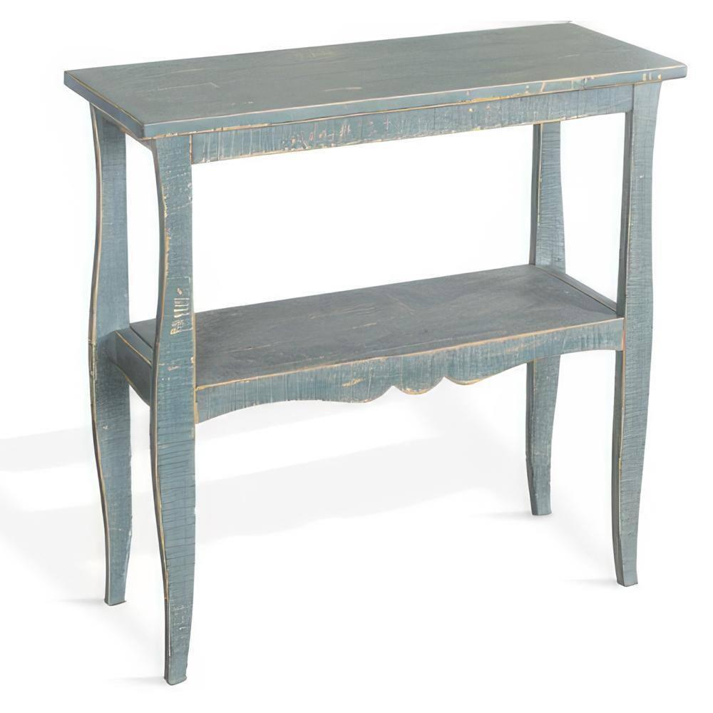 Benjara Rena Side End Table, Scallop Trim, 28 Inch Mahogany