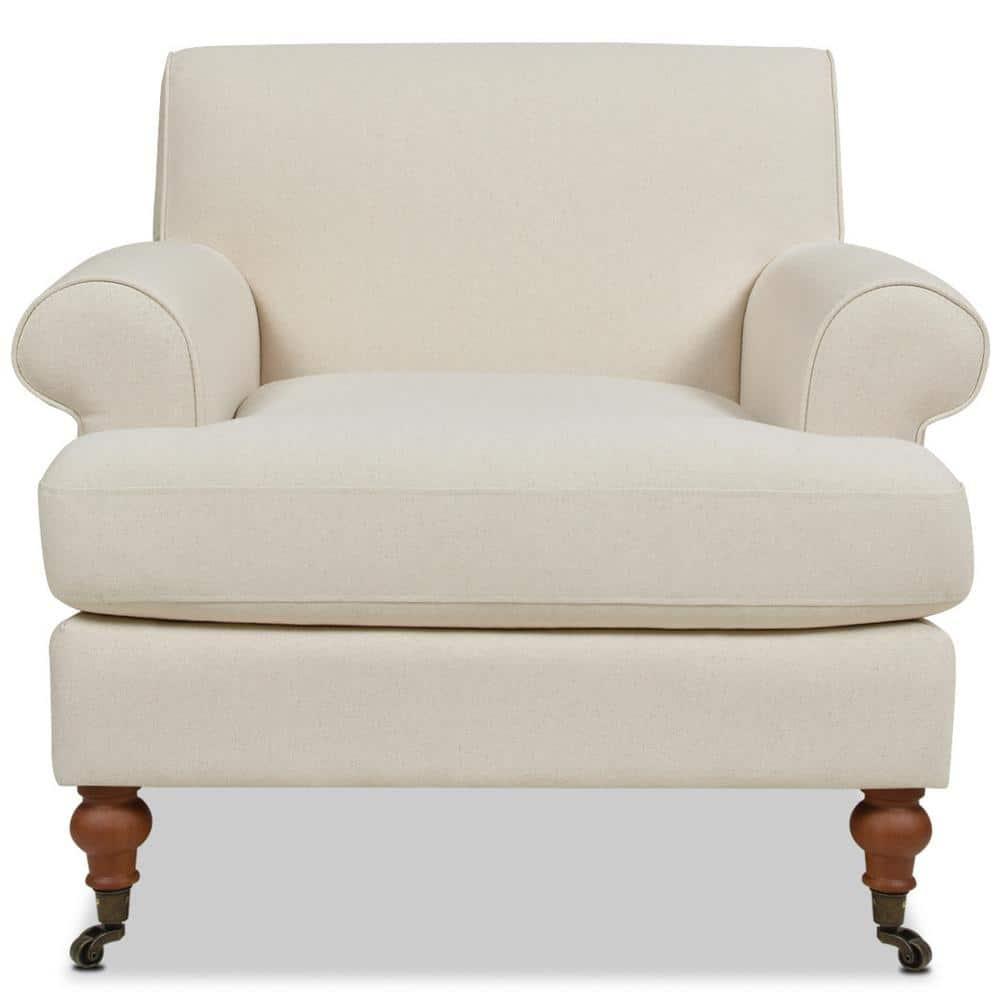 Jennifer Taylor Home Alana 38" Lawson Large Living Room Accent Arm Chair with Metal Casters, Light Beige