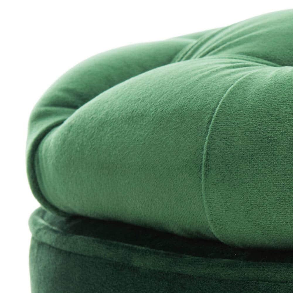 SAFAVIEH Amelia Tufted Storage Ottoman Emerald