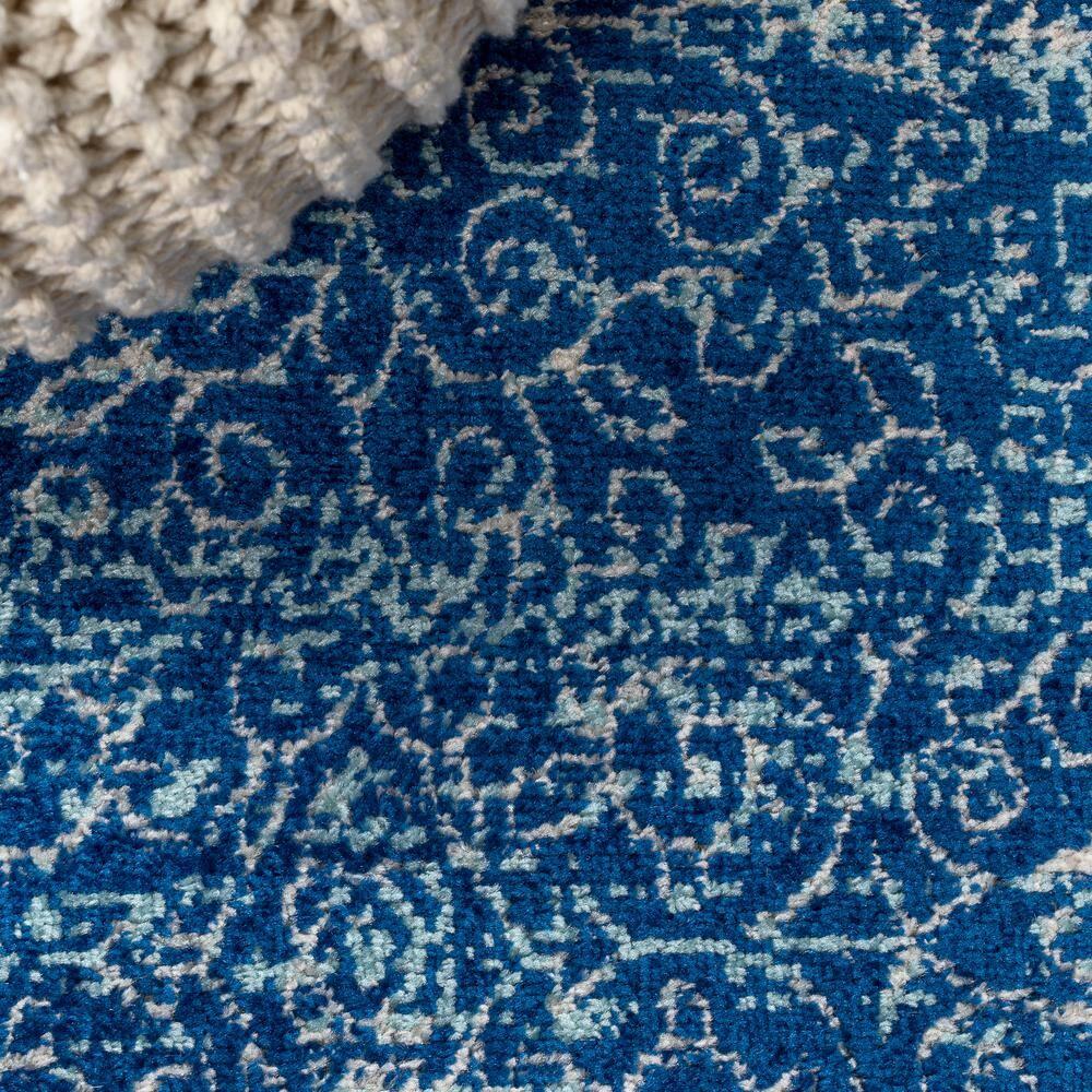 4'x6' Ferro Filigree Charcoal Black and White Area Rug, Blue - JONATHAN Y