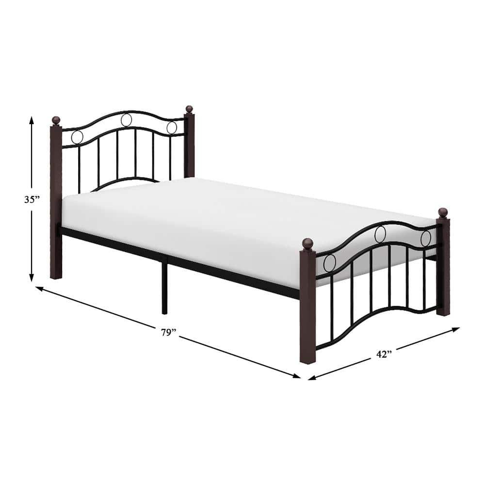Homelegance Averny Twin Size Home Metal Platform Bed Frame with Headboard, Black