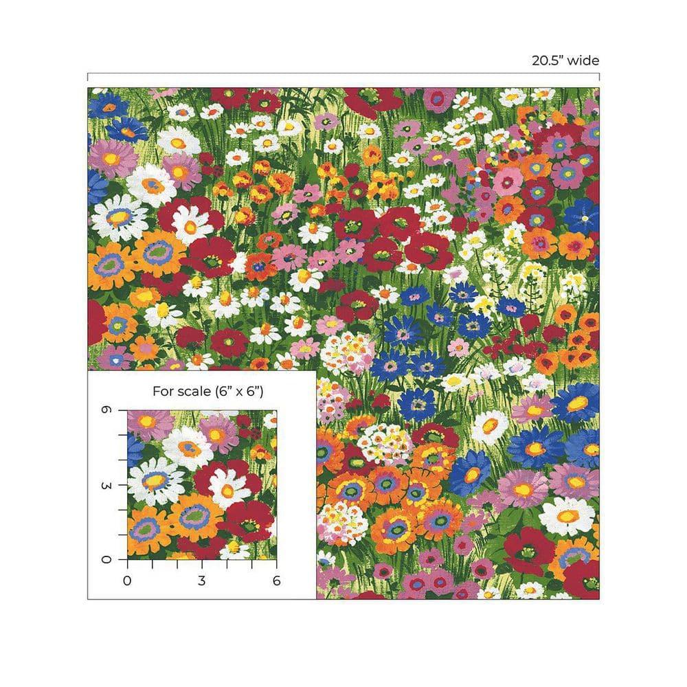 NextWall Floral Meadow Peel and Stick Wallpaper: Self-Adhesive Vinyl, Botanical Pattern, Smooth Finish, 30.75 Sq Ft Coverage