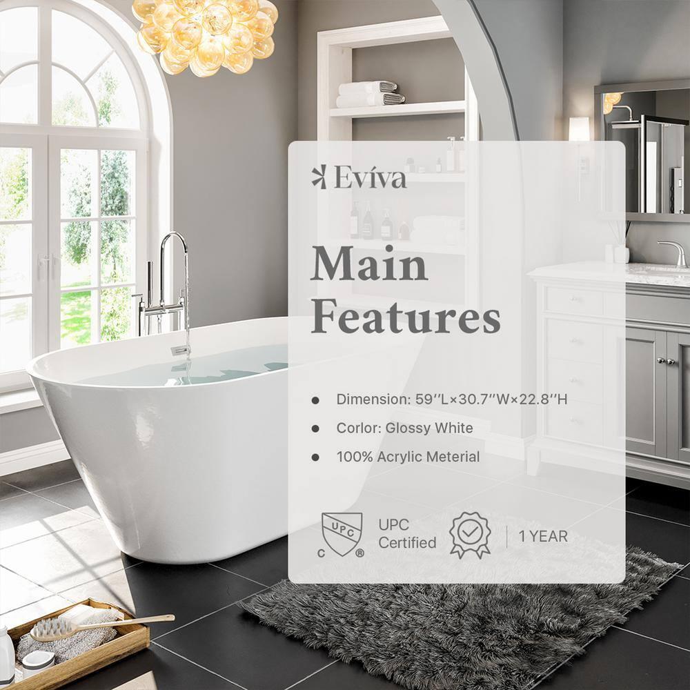 59'' x 32'' Freestanding Soaking Acrylic Bathtub