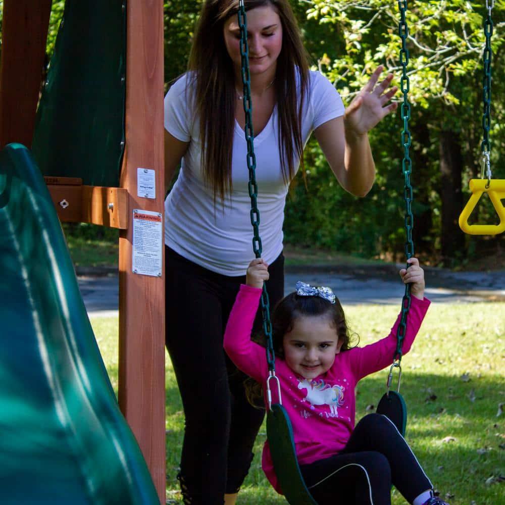 Swing-N-Slide Ranger Plus Wooden Backyard Swing Set with Slide, Climbing Wall and Swings, Swing Set for Backyards