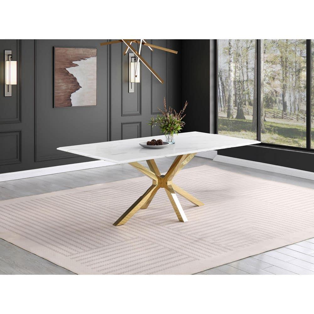 Coaster Venera Rectangular 79-inch Faux Marble Dining Table White