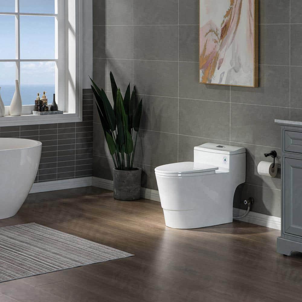 WoodBridge 1.6 Gallons GPF Elongated Comfort Height Floor Mounted One-Piece Toilet (Seat Included)