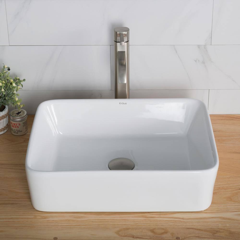 Ceramic Ceramic Rectangular Vessel Bathroom Sink