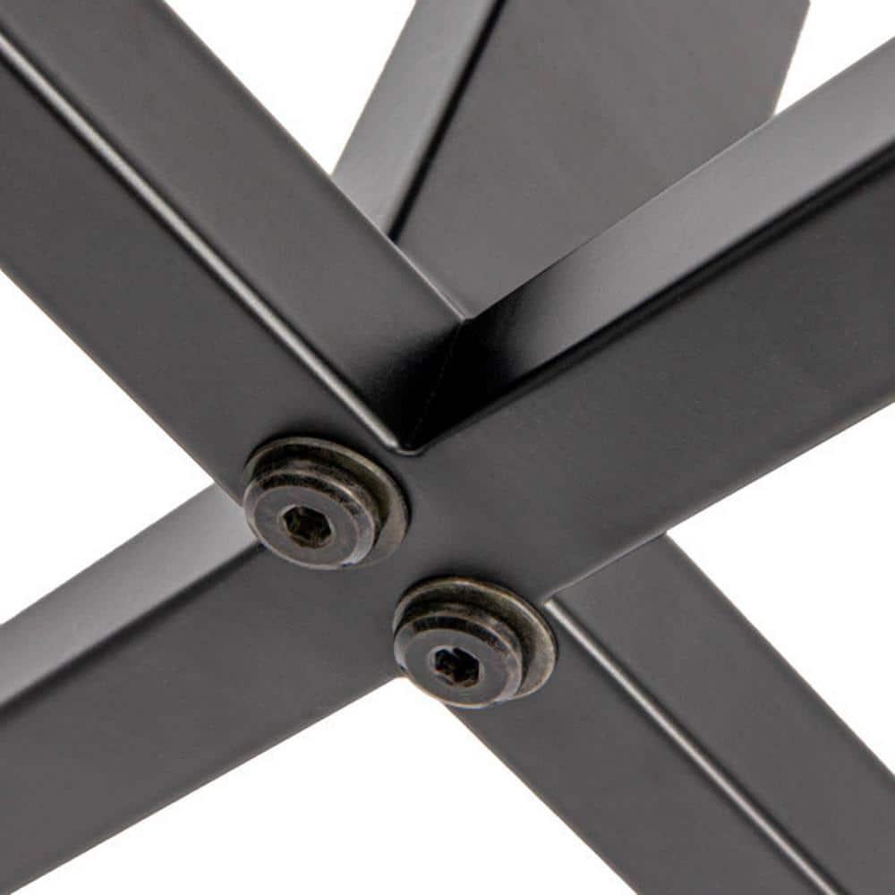 Harper Metal Bench with Boucle Upholstered Cushion, Cream and Black