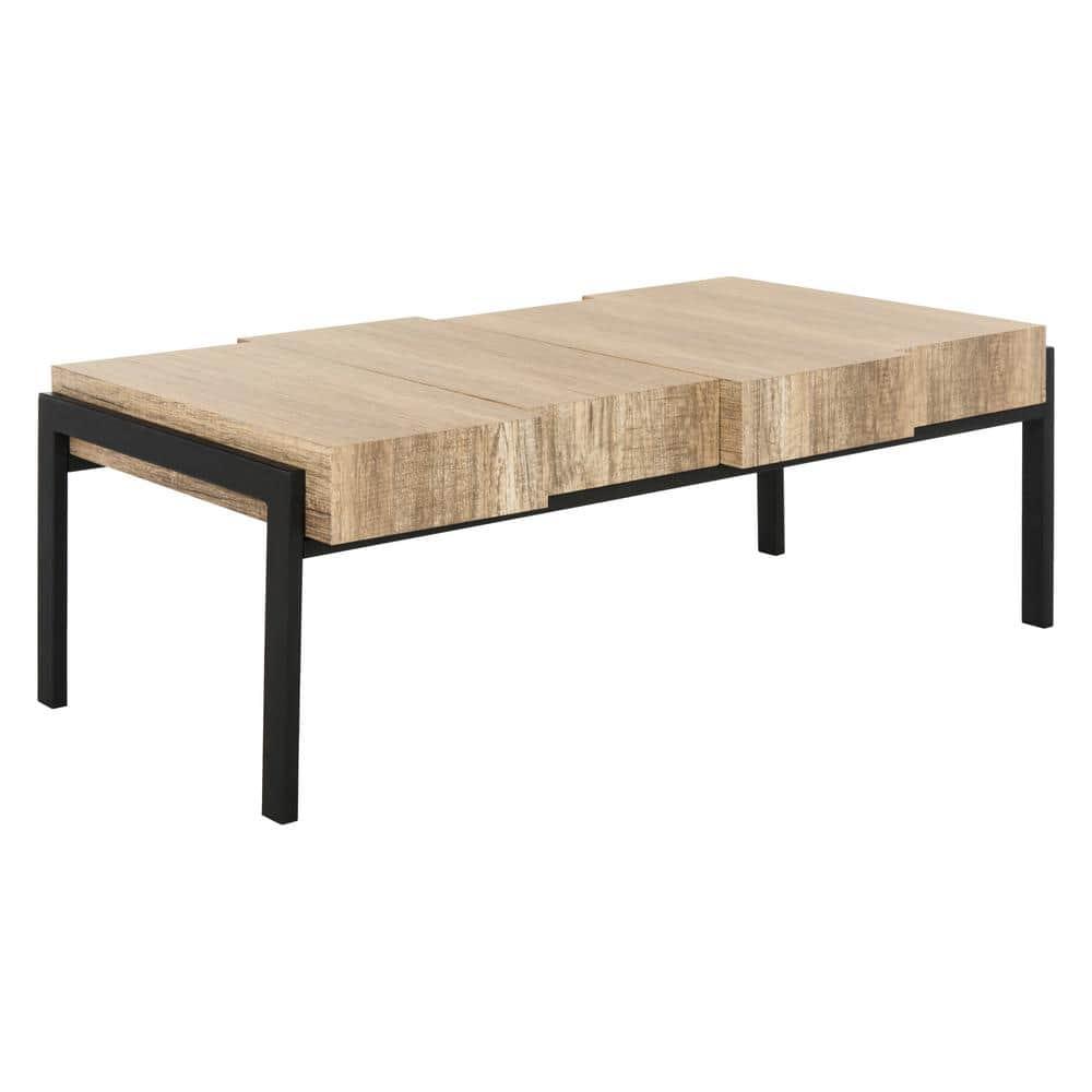 Alexander Coffee Table - Multi Brown/Black Metal Legs - Safavieh