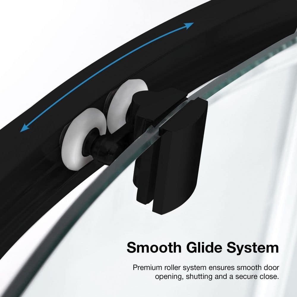 Ove Decors OVE Decors Breeze 44 in. Round Shower Kit, Clear Door with Shower Base and Wall 15SKA-BREE38-BLKAC