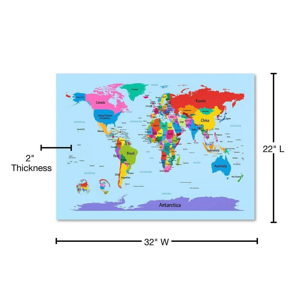 Trademark Fine Art - 22"x32" Michael Tompsett 'Childrens World Map' Canvas Art