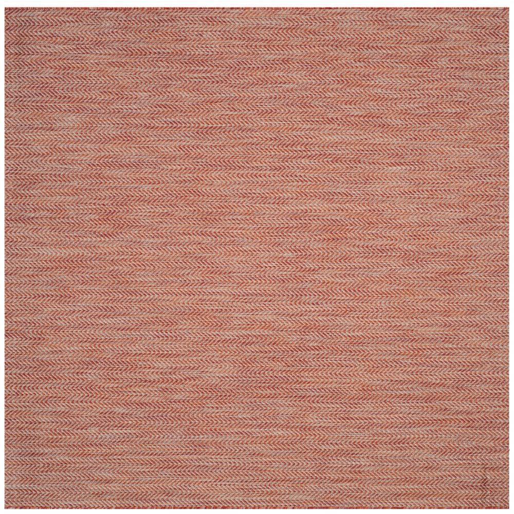 SAFAVIEH Courtyard Blazhe Chevron Indoor/Outdoor Area Rug, Red/Beige, 4' x 4' Square