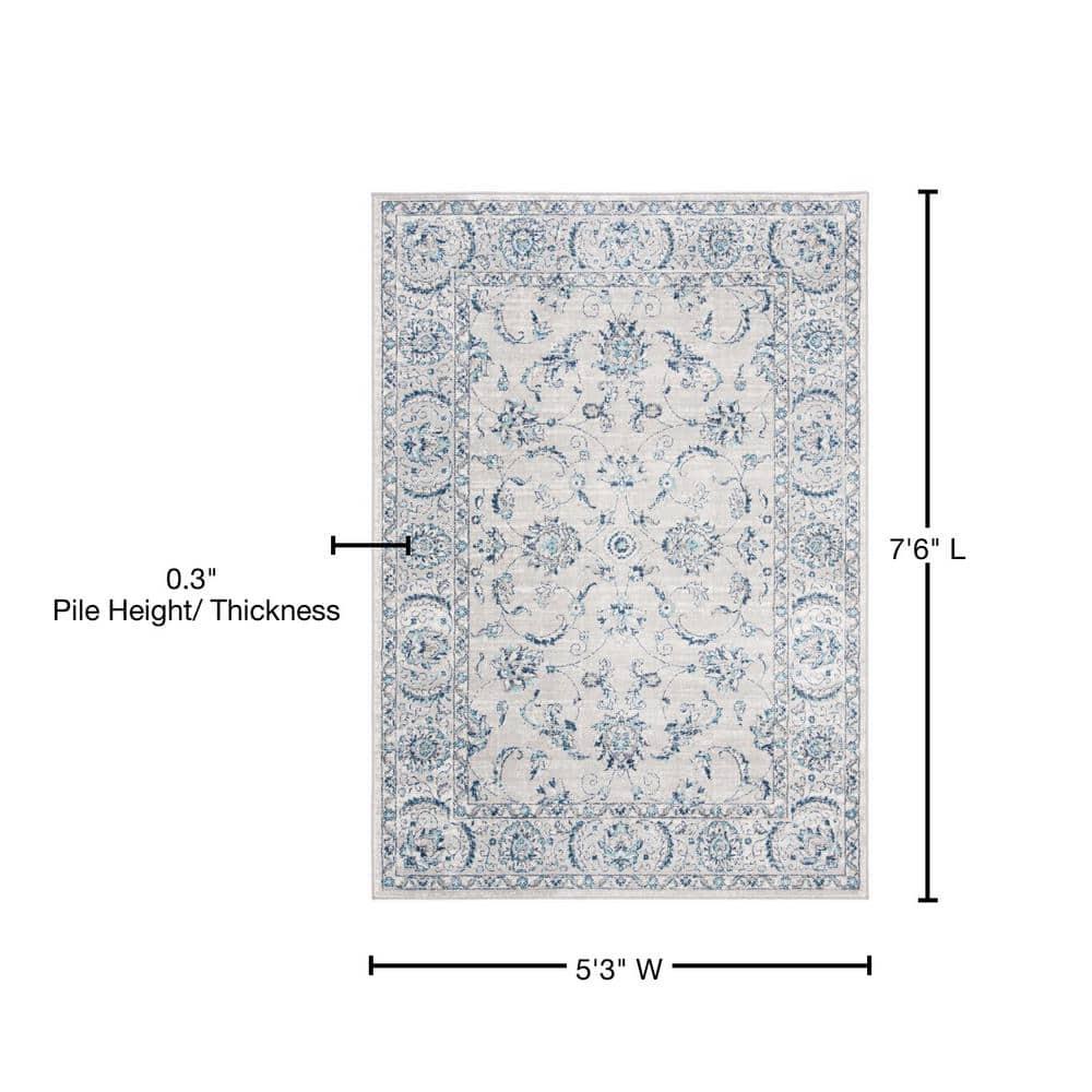 Brentwood BNT854 Power Loomed Indoor Area Rug - Light Grey/Blue - 5'3"x7'6" - Safavieh
