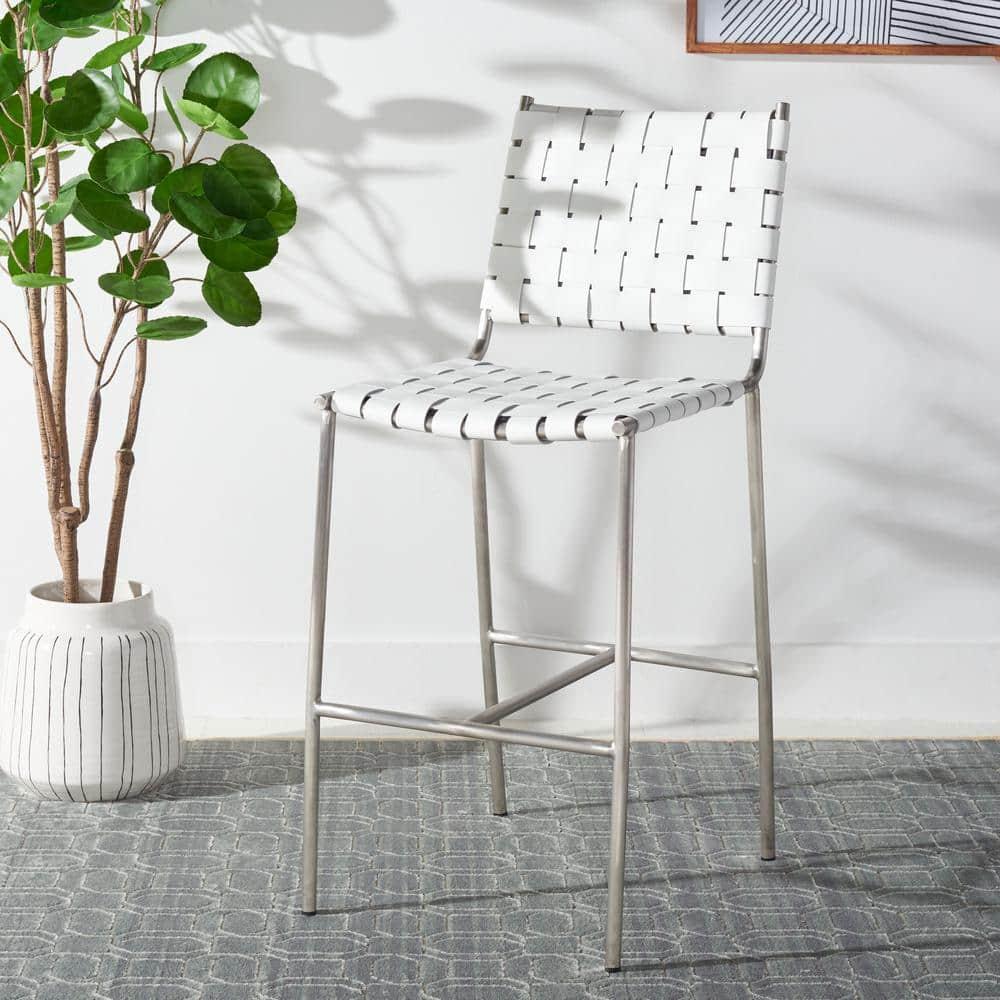 Olenna Woven Counter Stool - BST3011 - White/Silver - Safavieh