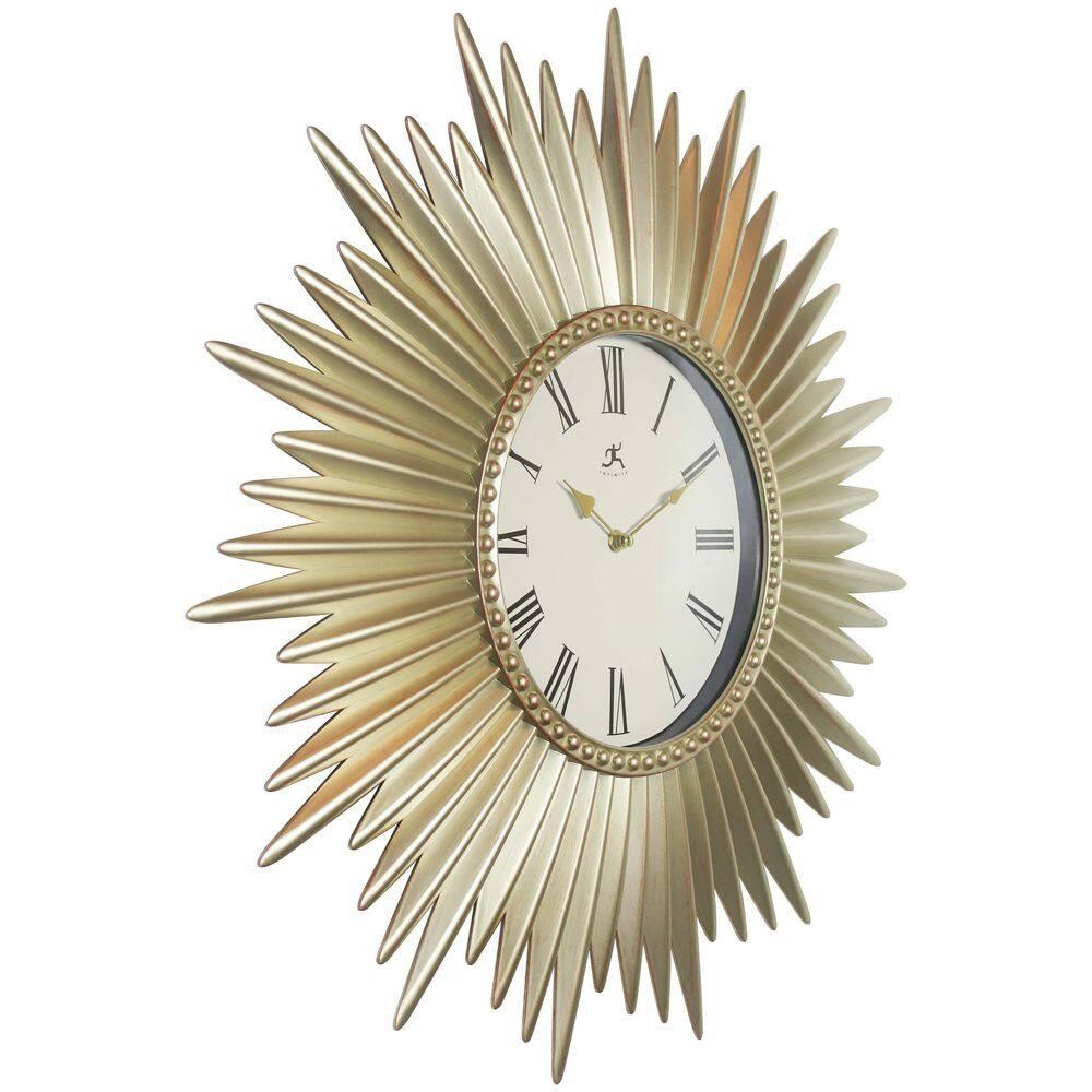 24" Sunburst Wall Clock Gold - Infinity Instruments: Modern Star-Shaped, Analog Display, Indoor Use