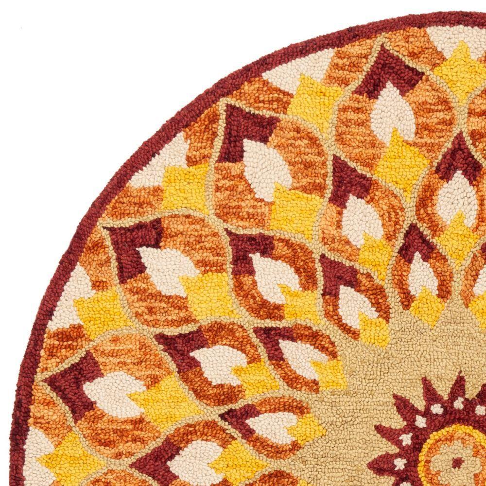 Novelty NOV603 Hand Tufted Area Rug - Rust/Gold - 5' round - Safavieh.