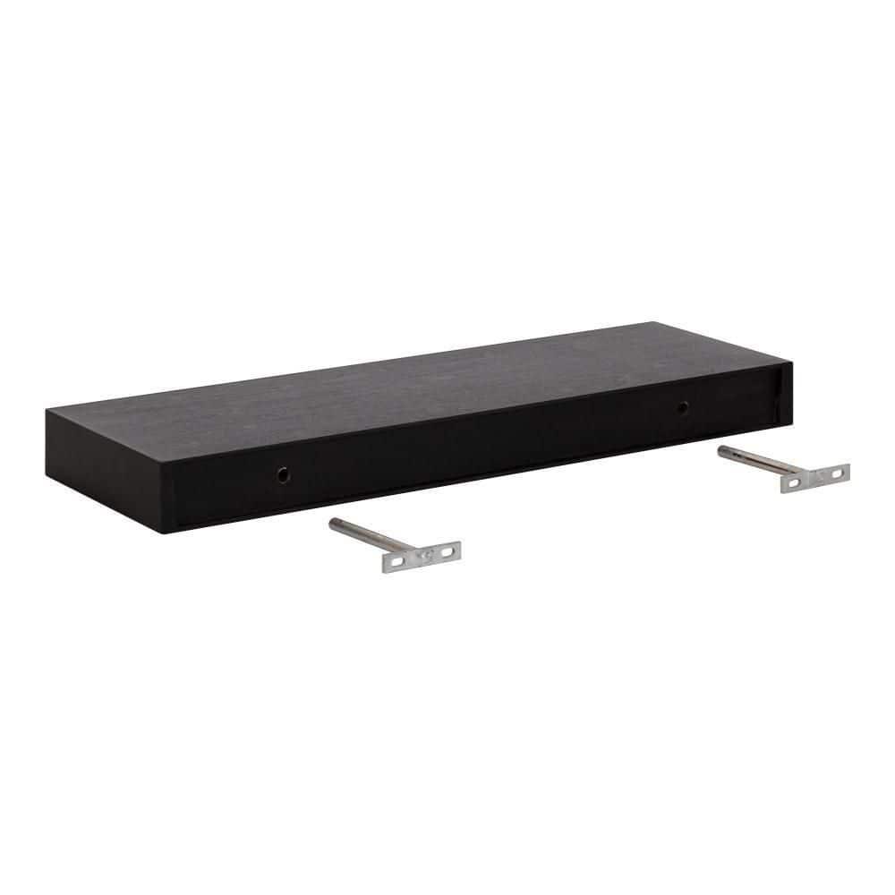 2pc 24" Havlock Wood Shelf Set Black - Kate & Laurel All Things Decor: Solid Wood, Easy Wall Mount