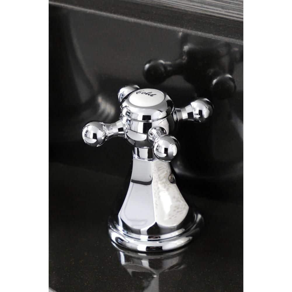 Kingston Brass American Classic Two-Handle 3-Hole Deck Mount Widespread Bathroom Faucet with Pop-Up Drain