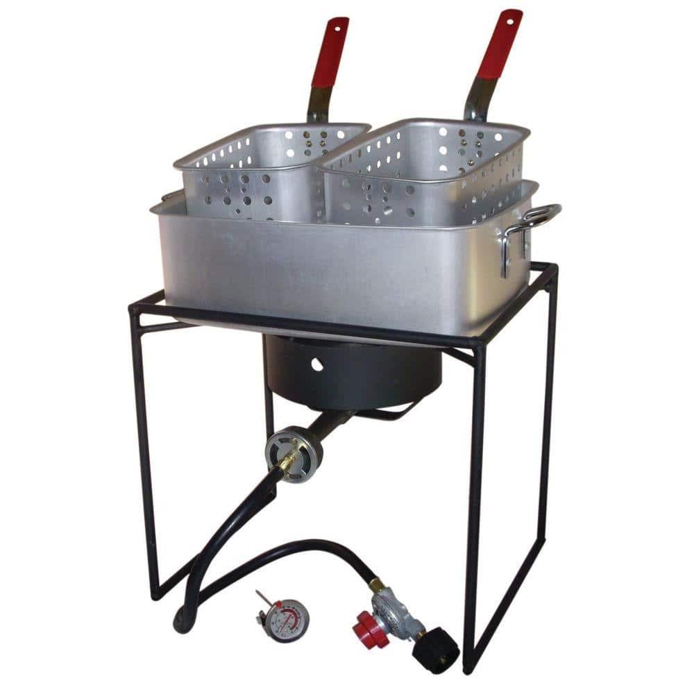 King Kooker 1 Burner Propane Rectangular Fryer Outdoor Cooker Kit with 15 Qt. Fry Pan & Two Baskets