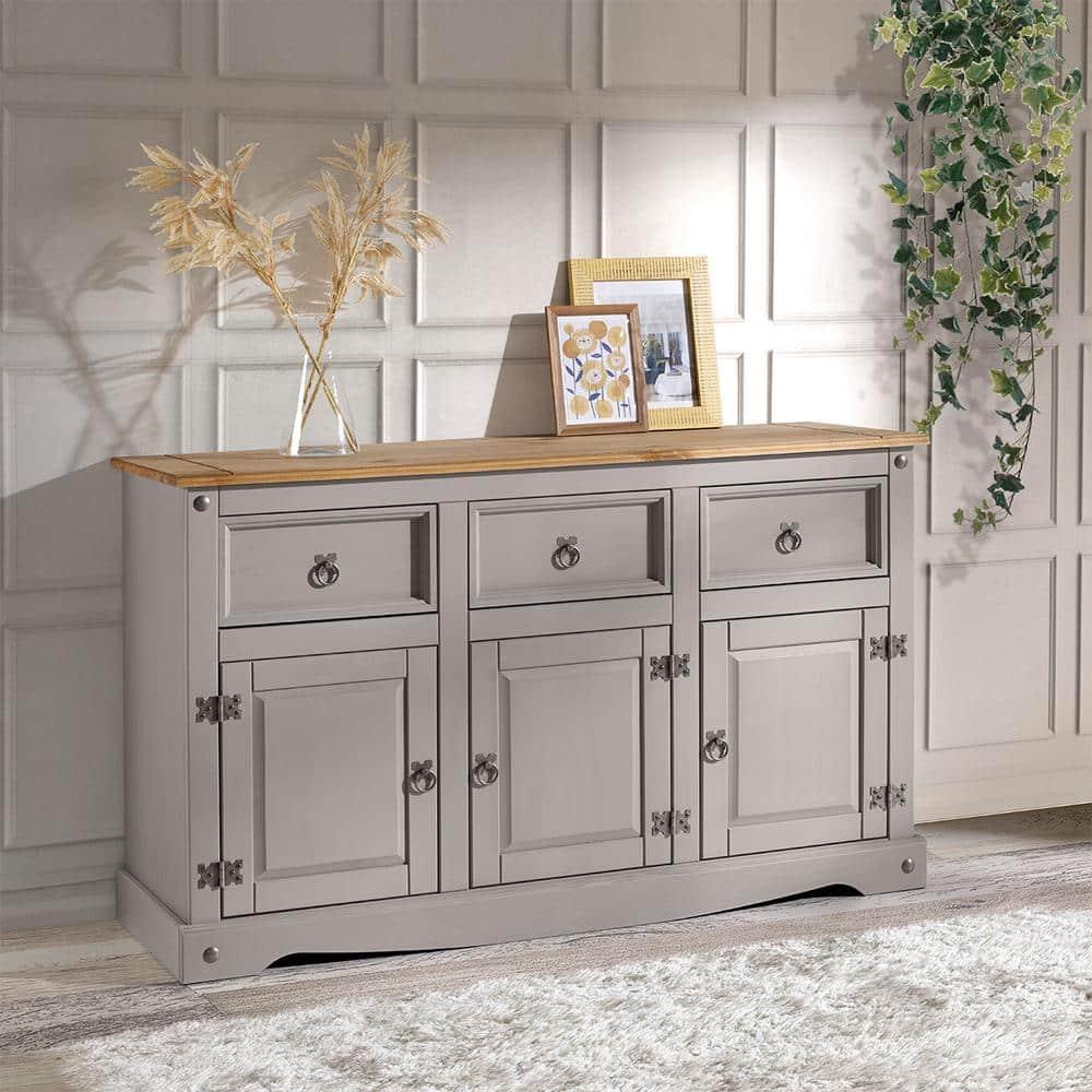 49.25 x 29.88 x 15.75 in. Cottage Series Wood Buffet Sideboard, Corona Gray