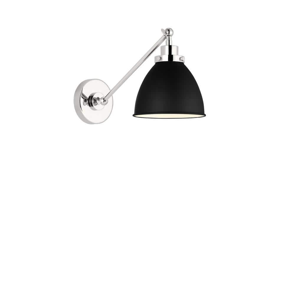 Wellfleet Midnight Black and Polished Nickel Dome Sconce