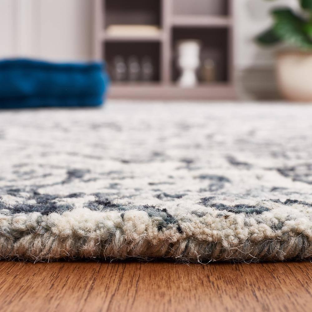 Abstract ABT201 Handmade Indoor Area Rug - Dark Blue/Grey - 6'x6' - Safavieh