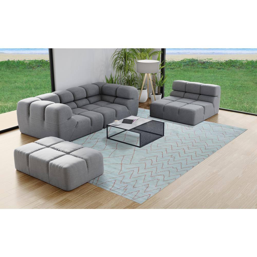 EORC Isla Moroccan Blue Hand Knotted Wool Rug