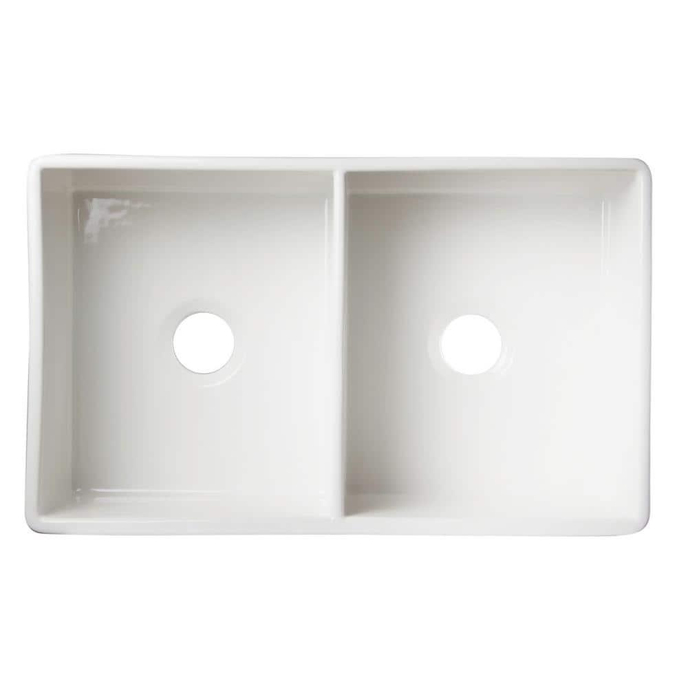32.75'' L Farmhouse / Apron Double Bowl Fireclay Kitchen Sink