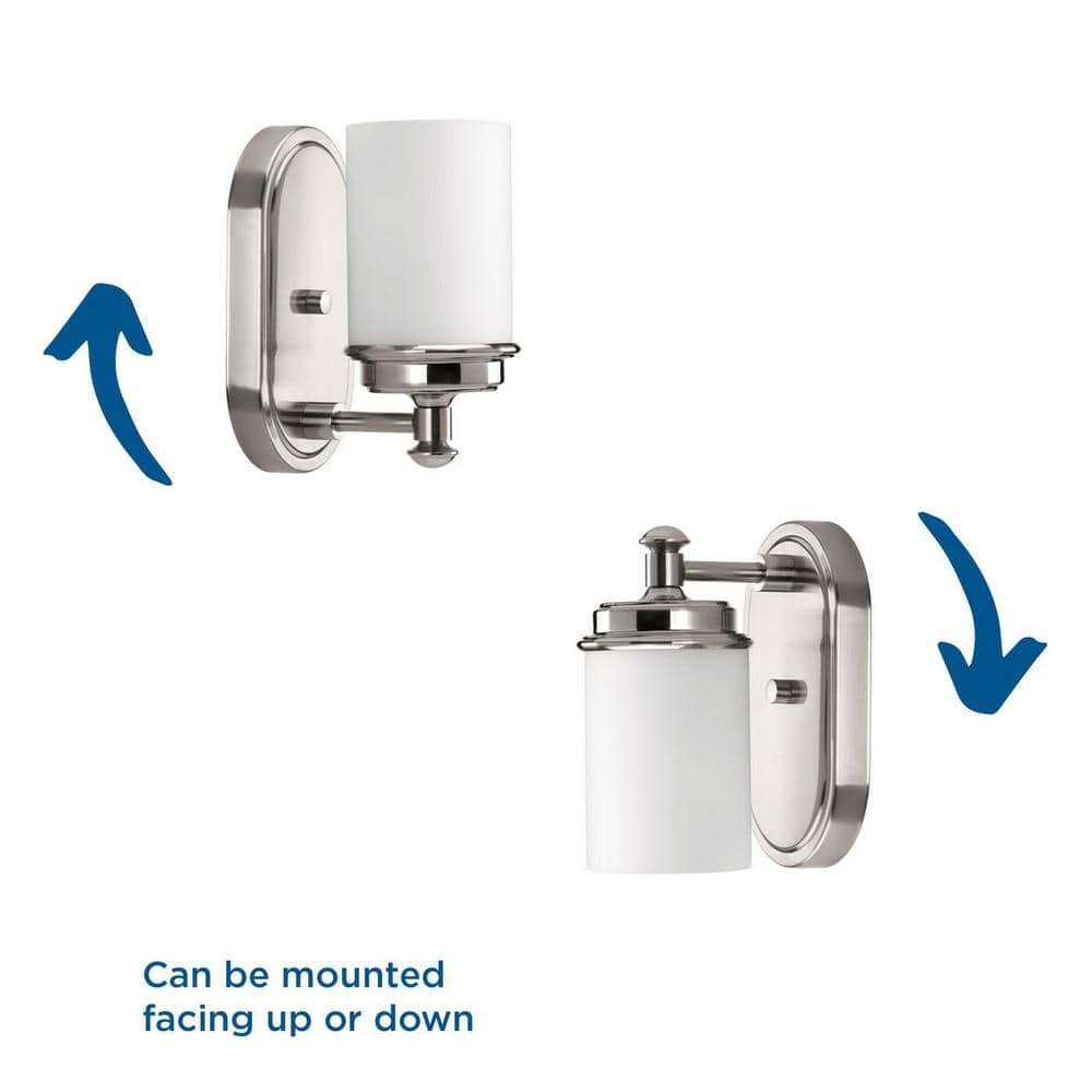 Progress Lighting Glide Collection 1-Light Wall Sconce, Brushed Nickel, Etched Opal Glass