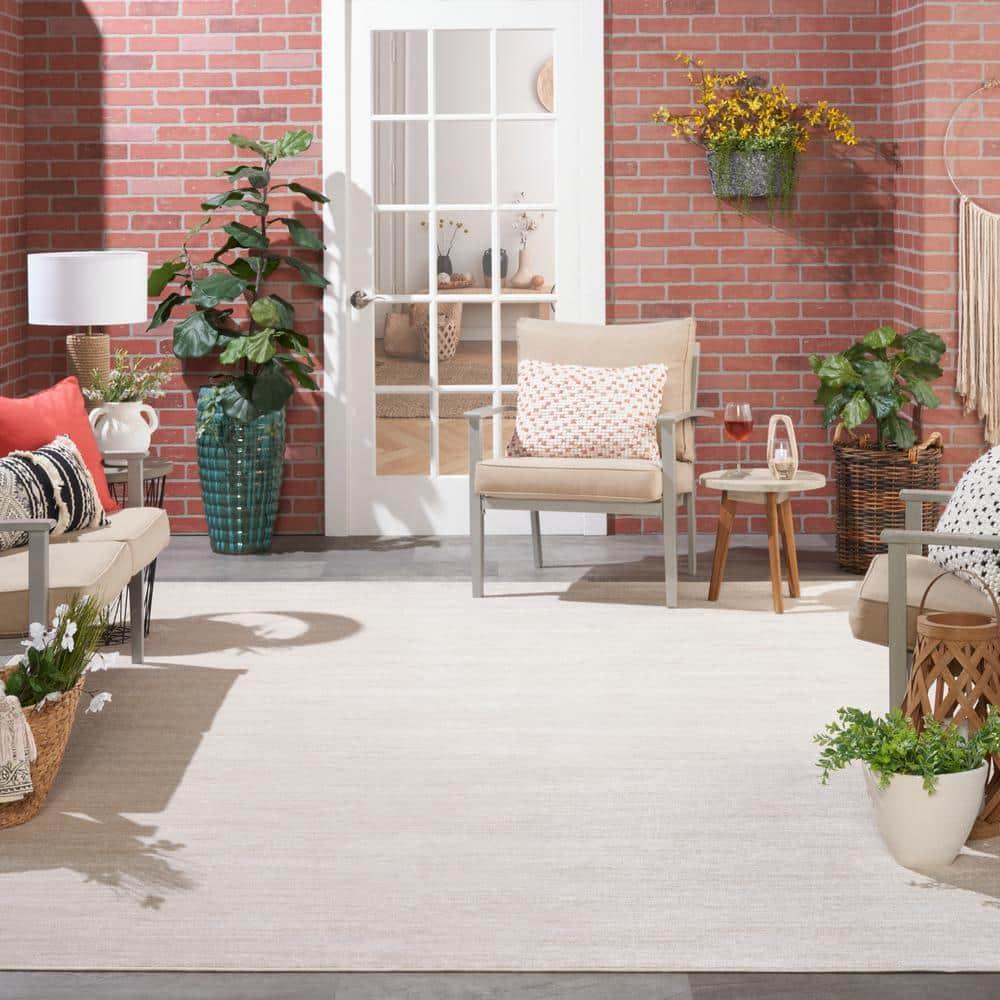 Nourison Essentials Easy Care Indoor Outdoor Area Rug - Ivory Beige 9' x 12'