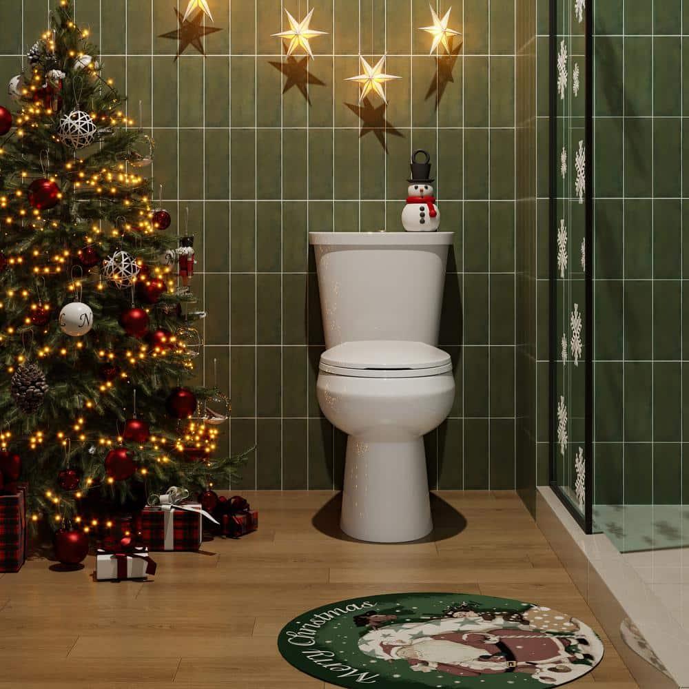 HOROW 1.28 Gallons GPF Round Chair Height Floor Mounted Two-Piece Toilet (Seat Included)