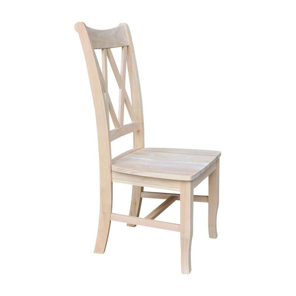 Set Of 2 Double X Back Chair Unfinished - International Concepts: Solid Wood, Armless, Unupholstered