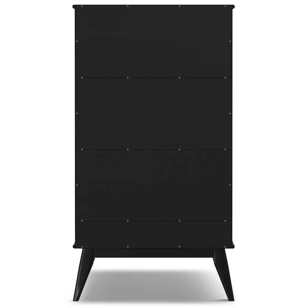 Simpli Home Draper SOLID HARDWOOD 64 inch x 35 inch Mid Century Modern Wide Bookcase and Storage Unit in Black