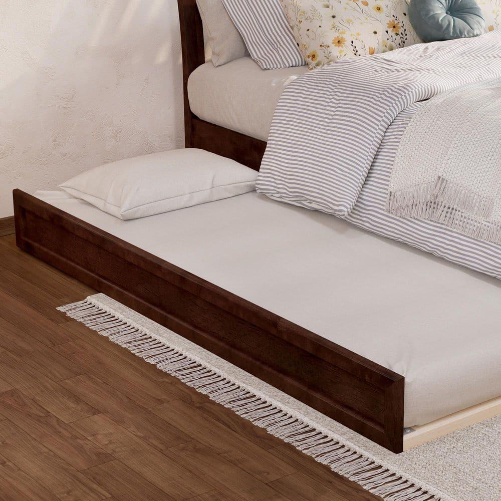 AFI, Andorra Full Platform Bed with Panel Footboard and Twin Trundle, Walnut