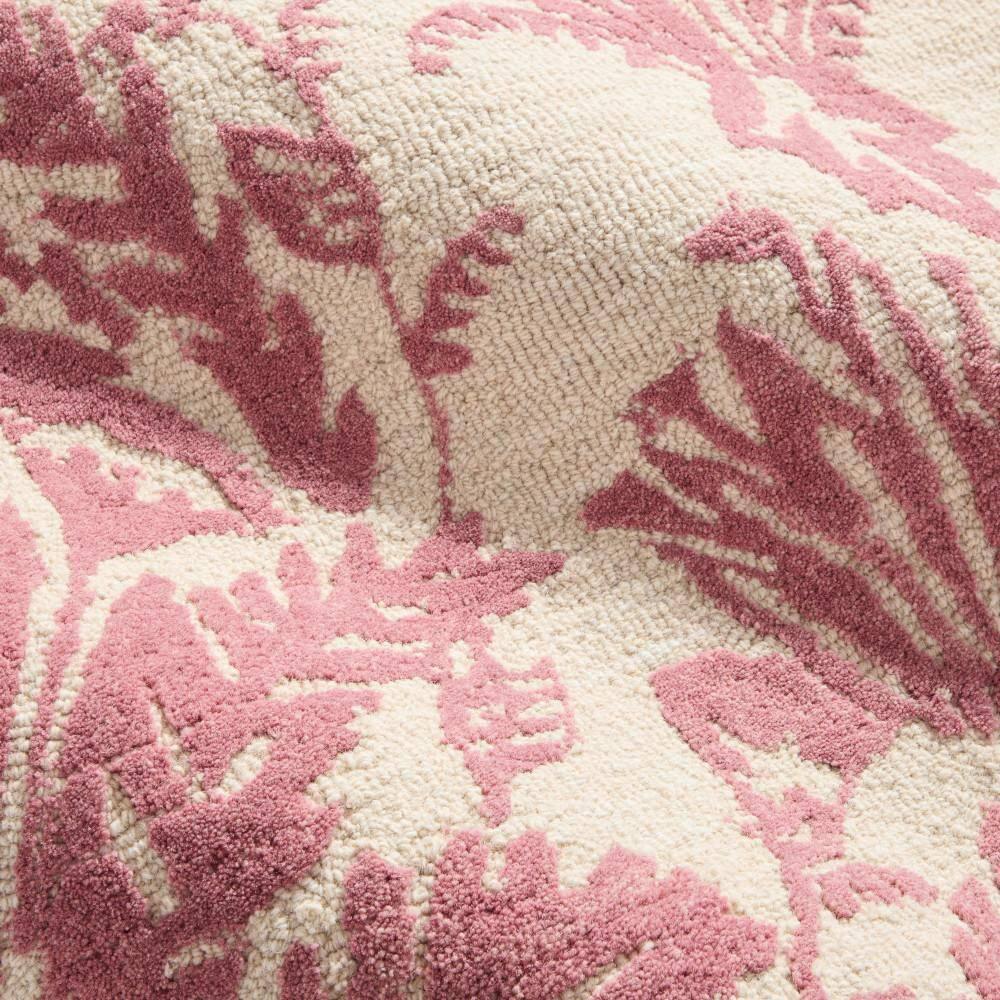 NICOLE MILLER NEW YORK Mod Damask Chambray Handcrafted Wool Area Rug Rose