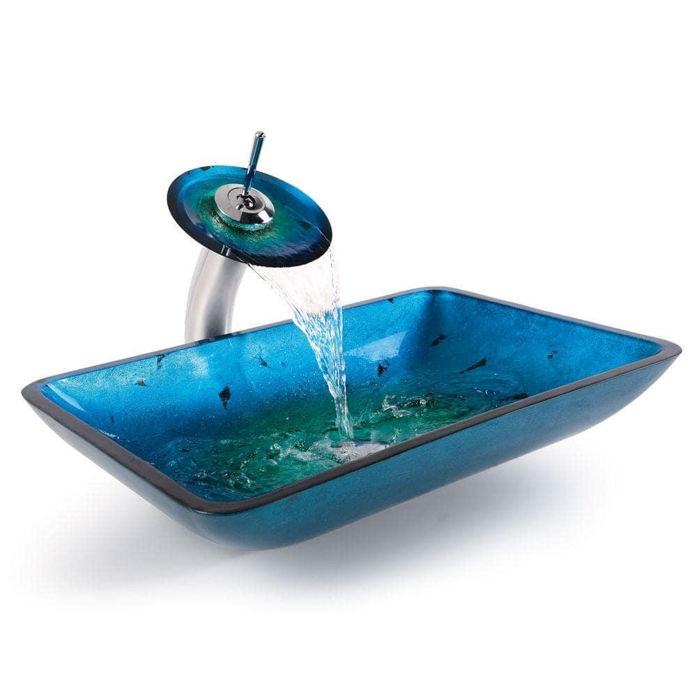 Galaxy Glass Rectangular Vessel Bathroom Sink