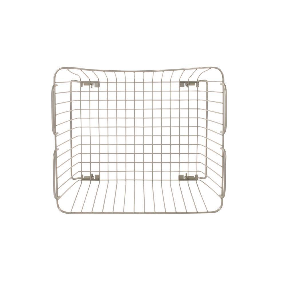 Spectrum Diversified Ashley Steel Stackable Wire Basket with Raised Feet and Looped Handles, Modular Stacking Bin System for Kitchen Countertop and Desk Organization, Large, Satin Nickel
